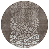 8' Taupe Brown And Ivory Round Abstract Washable Indoor Outdoor Area Rug