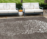 8' X 10' Taupe Brown And Ivory Abstract Washable Indoor Outdoor Area Rug