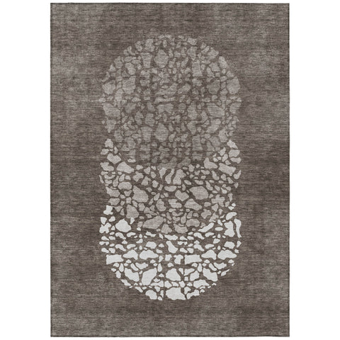 8' X 10' Taupe Brown And Ivory Abstract Washable Indoor Outdoor Area Rug