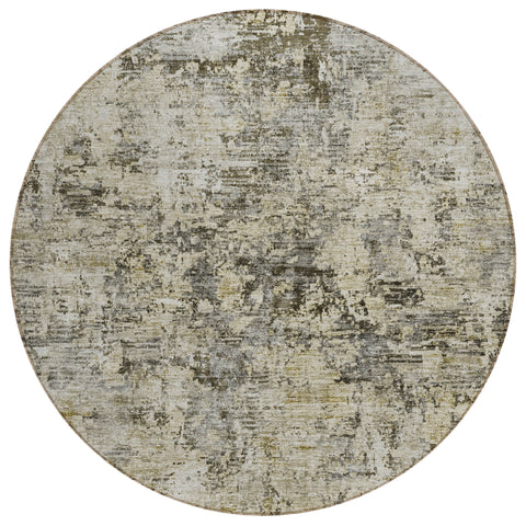 8' Taupe Beige And Gray Round Abstract Washable Indoor Outdoor Area Rug