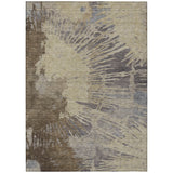 8' X 10' Brown Tan And Beige Abstract Washable Indoor Outdoor Area Rug