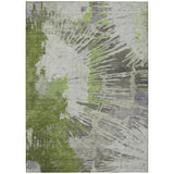 3' X 5' Olive Green Artichoke Green And Fern Green Abstract Washable Indoor Outdoor Area Rug