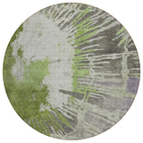 8' Olive Green Artichoke Green And Fern Green Round Abstract Washable Indoor Outdoor Area Rug