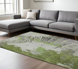 8' X 10' Olive Green Artichoke Green And Fern Green Abstract Washable Indoor Outdoor Area Rug