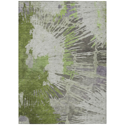 8' X 10' Olive Green Artichoke Green And Fern Green Abstract Washable Indoor Outdoor Area Rug