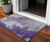 3' X 5' Purple Lilac And Eggplant Abstract Washable Indoor Outdoor Area Rug