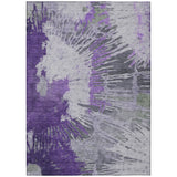 5' X 8' Purple Lilac And Eggplant Abstract Washable Indoor Outdoor Area Rug