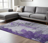 8' X 10' Purple Lilac And Eggplant Abstract Washable Indoor Outdoor Area Rug