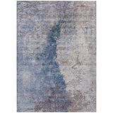 5' X 8' Navy Blue And Gray Abstract Washable Indoor Outdoor Area Rug