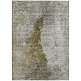 8' X 10' Brown Gray And Silver Abstract Washable Indoor Outdoor Area Rug