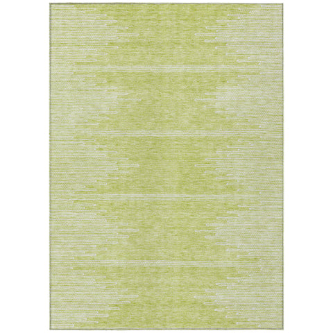 5' X 8' Artichoke Green And Ivory Abstract Washable Indoor Outdoor Area Rug