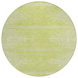 8' Artichoke Green And Ivory Round Abstract Washable Indoor Outdoor Area Rug