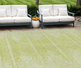 8' X 10' Artichoke Green And Ivory Abstract Washable Indoor Outdoor Area Rug