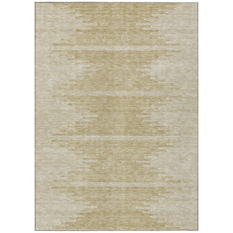 3' X 5' Beige And Ivory Abstract Washable Indoor Outdoor Area Rug