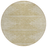 8' Beige And Ivory Round Abstract Washable Indoor Outdoor Area Rug