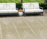 8' X 10' Beige And Ivory Abstract Washable Indoor Outdoor Area Rug