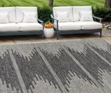 8' X 10' Charcoal And Ivory Abstract Washable Indoor Outdoor Area Rug