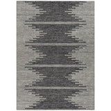 8' X 10' Charcoal And Ivory Abstract Washable Indoor Outdoor Area Rug