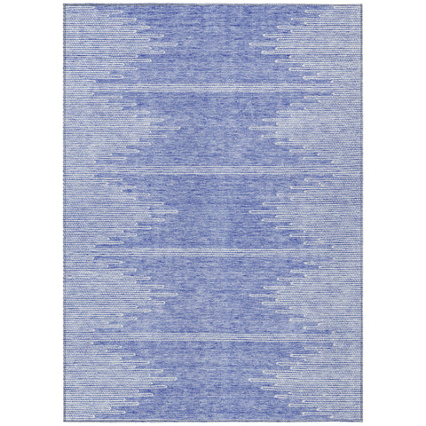 5' X 8' Denim Blue And Ivory Abstract Washable Indoor Outdoor Area Rug