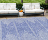 8' X 10' Denim Blue And Ivory Abstract Washable Indoor Outdoor Area Rug