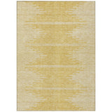 3' X 5' Gold And Ivory Abstract Washable Indoor Outdoor Area Rug