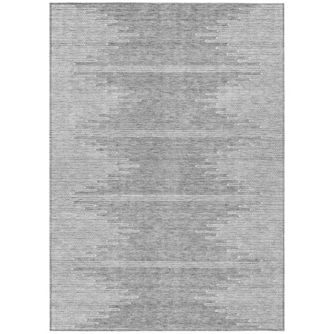 5' X 8' Gray And Ivory Abstract Washable Indoor Outdoor Area Rug