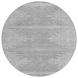 8' Gray And Ivory Round Abstract Washable Indoor Outdoor Area Rug