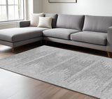 8' X 10' Gray And Ivory Abstract Washable Indoor Outdoor Area Rug