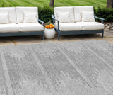8' X 10' Gray And Ivory Abstract Washable Indoor Outdoor Area Rug