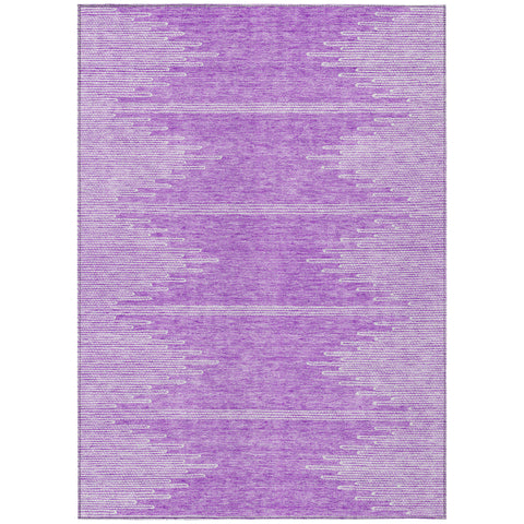 3' X 5' Lavender And Ivory Abstract Washable Indoor Outdoor Area Rug