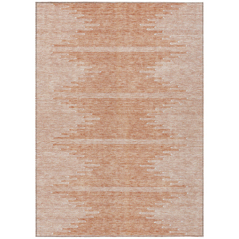 3' X 5' Salmon And Ivory Abstract Washable Indoor Outdoor Area Rug
