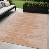 5' X 8' Salmon And Ivory Abstract Washable Indoor Outdoor Area Rug