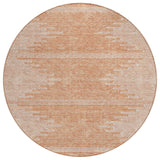 8' Salmon And Ivory Round Abstract Washable Indoor Outdoor Area Rug