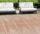 8' X 10' Salmon And Ivory Abstract Washable Indoor Outdoor Area Rug