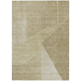 3' X 5' Beige Tan And Ivory Geometric Washable Indoor Outdoor Area Rug