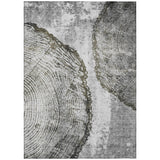 8' X 10' Gray Taupe And Silver Abstract Washable Indoor Outdoor Area Rug