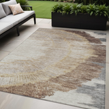 5' X 8' Brown Beige And Taupe Abstract Washable Indoor Outdoor Area Rug
