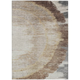 5' X 8' Brown Beige And Taupe Abstract Washable Indoor Outdoor Area Rug