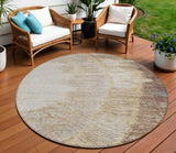 8' Brown Beige And Taupe Round Abstract Washable Indoor Outdoor Area Rug