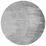8' Gray Charcoal And Silver Round Abstract Washable Indoor Outdoor Area Rug