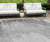 8' X 10' Gray Charcoal And Silver Abstract Washable Indoor Outdoor Area Rug