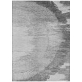8' X 10' Gray Charcoal And Silver Abstract Washable Indoor Outdoor Area Rug