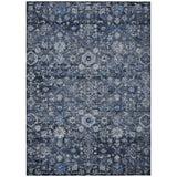 5' X 8' Navy Blue And Sky Blue Oriental Washable Indoor Outdoor Area Rug