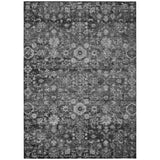 5' X 8' Gray Charcoal And Silver Oriental Washable Indoor Outdoor Area Rug