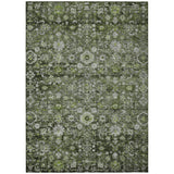 3' X 5' Green And Olive Green Oriental Washable Indoor Outdoor Area Rug