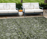 8' X 10' Green And Olive Green Oriental Washable Indoor Outdoor Area Rug