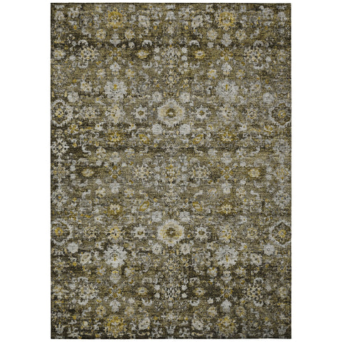3' X 5' Brown And Beige Oriental Washable Indoor Outdoor Area Rug