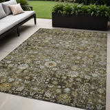5' X 8' Brown And Beige Oriental Washable Indoor Outdoor Area Rug