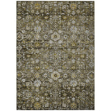 5' X 8' Brown And Beige Oriental Washable Indoor Outdoor Area Rug
