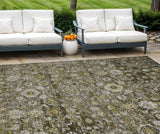 8' X 10' Brown And Beige Oriental Washable Indoor Outdoor Area Rug